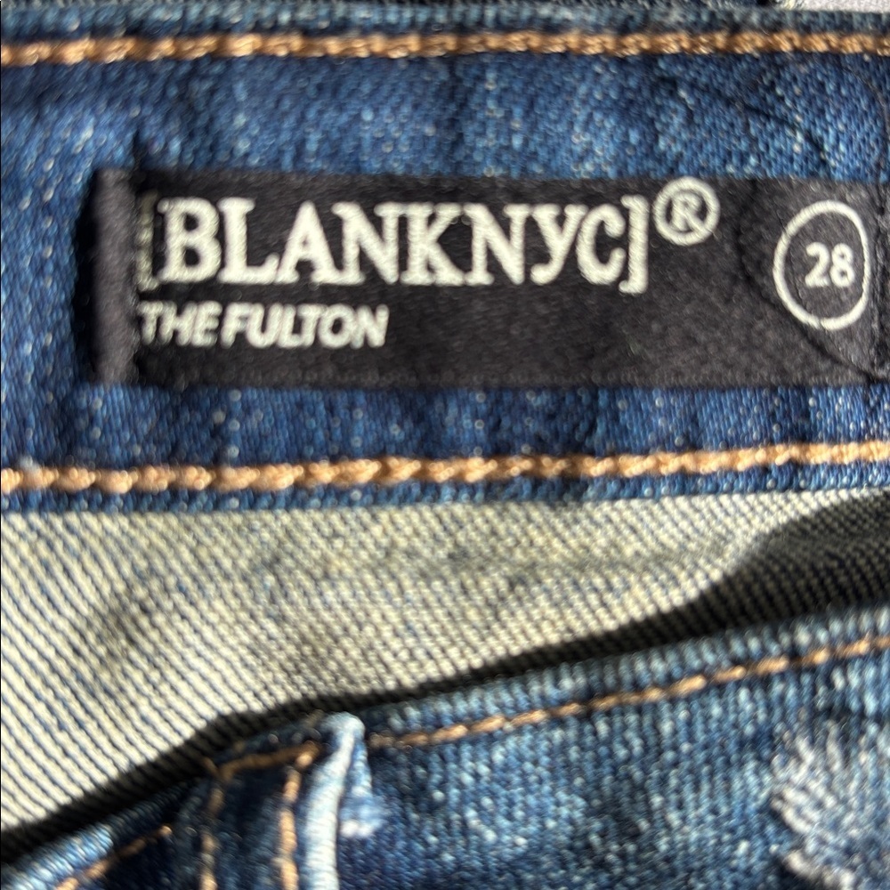 Blank NYC Dark Blue Distressed Jean Shorts - Picture 3 of 3